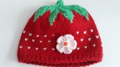 Knitted Strawberry Fruit Hat - Hand Knit Hat - Strawberry Beanie Hat  This strawberry slouchy beanie is very fun and great for winter season.  Here also with the small strawberry blossom on the side, which can also be removed if necessary. All items are made individually according your personal measures in 5-7 days! ..For perfect fit and the most comfortable wearing :) Looking for a custom size, color?  We can accommodate from baby to adult and everyone in between, so just pop us a message and we'll create the perfect beanie for you! Women: 19 - 24 inches. Length 8 inches Men: 21 - 26 inches. Length 9 inches Casual Knitted Beanie Mini Hat, Casual Knitted Mini Beanie Hat, Casual Knitted Mini Cap, Playful Knit Hat One Size Fits Most, Casual Knitted Mini Cap Hat, Playful Pink Hand Knitted Hat, Playful One-size Knitted Hat, Playful Knitted Bonnet, One Size, Playful Hand-knitted Pink Hat