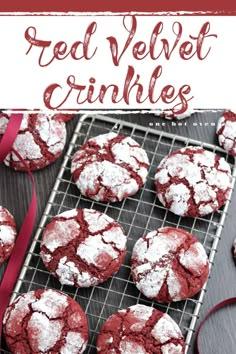 red velvet crinkles on a cooling rack