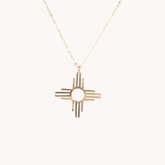 14k Gold Vermeil Zia Pendant Necklace | T.Skies Jewelry Chinese Philosophy, Stages Of Life, Gold Vermeil Jewelry, Southwest Jewelry, Pretty Pendant, Native American Artists, Ten Thousand, Native American Culture, The Four Seasons