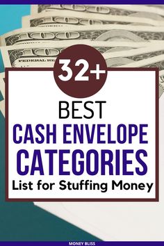 cash envelope with the words, best cash envelope catagories list for stuffing money