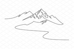 a line drawing of mountains on a white background