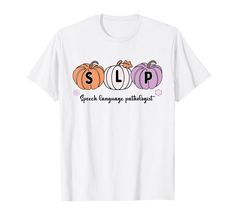 three pumpkins with the word slp on them in black and white t - shirt