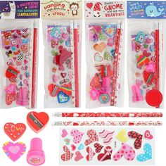 assorted valentine's day stickers and decorations