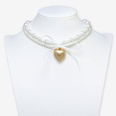 Bead Type: GlassPearl Type: Simulated PearlsIncluded: 1 Necklace(s)Features: BowJewelry Closure: Lobster ClaspLink Construction: SemisolidShape: Bow, HeartMetal Color: Gold ToneChain Length: 15 InchExtender Length: 3 InchPendant Length: 25.7mmPendant Width: 27.8mmChain Construction: BeadCare: Wipe CleanNecklace Type: Beaded Necklaces, Collar NecklacesPendant & Charms Type: CharmsCountry of Origin: Imported White Heart Necklace For Valentine's Day Party, Valentine's Day White Heart Necklace For Party, White Heart Pendant Necklace For Party, Valentine's Day Pearl Necklace For Party, White Heart Necklace For Party, White Choker Necklace For Valentine's Day, Party Pearl Necklaces With Heart Beads, Pearl Heart Beads Necklace For Party, Party Heart-shaped White Pearl Necklace