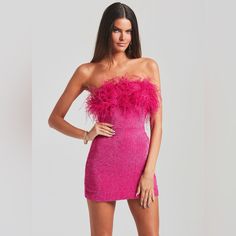 Brand New With Tags. Retrofete Sequin Feather Dress. Size Xl. See Description In The Picture Gallery. Retail Price: $695.00 Sequin Feather Dress, Strapless Sequin Dress, Backless Midi Dress, Country Dresses, Sequin Bodycon Dress, Feather Trim, Mini Party, Mini Dress Fashion, Strapless Neckline