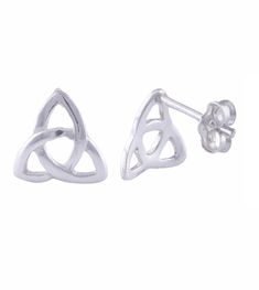 Introduce a touch of Celtic heritage and timeless elegance to your little one's jewelry collection with these Sterling Silver Girls Small Celtic Triquetra Stud Earrings. Crafted from high-quality 925 sterling silver, these beautiful earrings feature the classic Celtic Triquetra design, symbolizing unity and eternity. Measuring 9mm in length and 9.5mm in width, they are perfectly sized for young ears, providing a subtle yet meaningful accessory. The intricate triquetra design adds a unique and cu Timeless Sterling Silver Earrings, Timeless Sterling Silver Pierced Earrings, Timeless Sterling Silver Jewelry With Matching Earrings, Hallmarked White Gold Earrings Fine Jewelry, White Gold Hallmarked Fine Jewelry Earrings, Classic Hypoallergenic Sterling Silver Earrings, Classic Hallmarked White Gold Earrings, Timeless Earrings With Polished Finish As Gift, Timeless White Gold Earrings As Gift