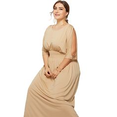 Khaki Cold Shoulder Plus Size Party Maxi Dress Spring Banquet Beige Maxi Dress, Spring Beige Maxi Dress For Banquet, Beige Maxi Length Dress For Banquet, Beige Maxi Dress For Banquet, Plus Size Party, Maxi Dress Plus Size, Party Maxi Dress, Clothing Plus Size, Maxi Dress Party