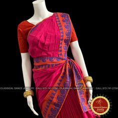 Design by Classical Dance Jewelry® ❥ A collection of colorful and elegant dance sarees in cotton fabric with minimalistic patterns for all the ladies who are ardent fans of our traditional dance. ❥ These sarees are also known as Kalakshethra sarees. ❥ Dance practice sarees have different measurements than the usual sarees and can't be used as a party wear or casual wear. ❥ It is made of pure cotton saree with plain contrast color borders.These practice sarees worn over pajamas / pants and a chol Traditional Pink Pre-draped Saree For Diwali, Pink Pre-draped Saree With Motifs For Puja, Fitted Pre-draped Saree With Motifs For Festivals, Traditional Pink Semi-stitched Pre-draped Saree, Traditional Fitted Pre-draped Saree For Navratri, Traditional Fitted Pre-draped Saree With Motifs, Fitted Multicolor Pre-draped Saree For Transitional Season, Fitted Pre-draped Saree For Puja And Transitional Season, Traditional Drape Pink Choli With Motifs