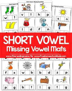 short o level missing words worksheets for beginning and ending sounds with pictures on them