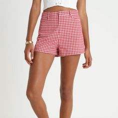 Cherry Gingham, Top Shop Shorts Nwt Honey Punch Topshop Red Gingham Shorts Red Bottoms For Spring Picnic, Red Spring Bottoms For Picnic, Preppy Shorts For Summer Workwear, Preppy Summer Workwear Shorts, Preppy Bottoms For Summer Day Out, Preppy Summer Bottoms For Day Out, Chic Plaid Short Bottoms, Trendy Plaid Shorts For Day Out, Chic Plaid Short-length Bottoms