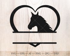 the silhouette of a horse in a heart shaped frame on a wooden background is shown