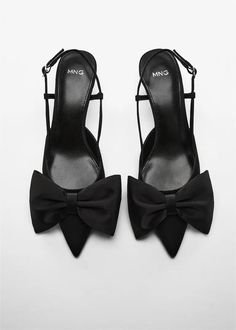 Bow-heeled shoes - Women | Mango USA Dr Shoes, Black Kitten Heels, Vintage Heels, Bow Heels, Shoe Inspo, Bow Shoes, Fashion Heels, Dream Shoes, Sneaker Heels