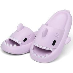 Brand New! Never Got Around To Wearing Them. Shark Slides, Purple Slippers, Shark Shoes, Purple Pajamas, Shark Slippers, Shoes Purple, Light Purple, Christmas List, Color Purple