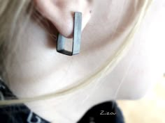 Contemporary simple silver franch style oxidized post by ZIZOUART-CROATIA Modernist Black Earrings As Gift, Modernist Black Earrings For Gift, Geometric Silver Jewellery, Modern Jewellery Design, Necklace Extender, Geometric Studs, Modern Gift, Silver Stud Earrings, Contemporary Jewellery