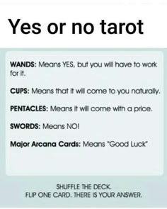 Tarot Yes And No Cards, Tarot Quick Reference, Cartomancy Yes Or No, Tips For Tarot Reading, Tarot Card Meanings Yes Or No, Tarot Reading Yes Or No, Yes No Tarot Meaning, Tarot Spreads Yes No Reading, Yes Or No In Tarot