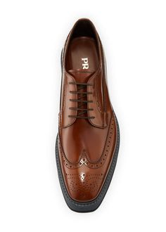 Prada Men's Spazzolato Creeper Brogue Platform Shoe, Light Brown - Bergdorf Goodman Prada Mens, Platform Shoe, Gentleman Shoes, Best Shoes For Men, Italian Shoes, Formal Shoes For Men, Leather Shoes Men, Sneakers Men Fashion, Prada Shoes