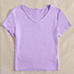 V Neck Top Brand Shein Size Xl Nwot Class And Elegance, Roblox Clothes, Clothes To Make, V Neck Top, Ribbed Top, Shein Tops, V Neck Tops, Color Purple, Lilac