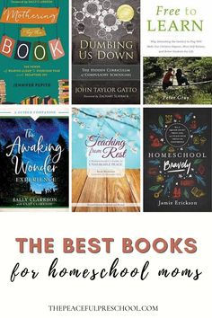 the best books for homeschool moms are featured in this postcard image