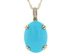 16x12mm Oval Blue Sleeping Beauty Turquoise With 0.02ctw Round White Diamond 10k Yellow Gold Pendant With 18" Singapore Chain. Measures Approximately 0.89"L x 0.48"W. Lobster Claw Clasp. Turquoise Oval Jewelry With Diamond Accents, Oval Turquoise Jewelry With Diamond Accents, Popular Jewelry, Pendant With Chain, Sleeping Beauty Turquoise, Mens Accessories Jewelry, Yellow Gold Pendants, Jewelry Maker, Sunglass Frames