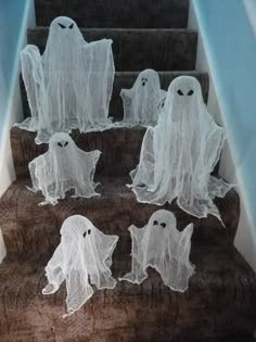 some white ghost cloths are on the stairs