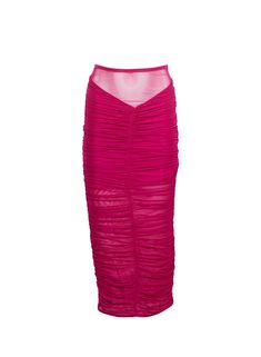 Set me up. Bring the heat in our Ruched Midi Skirt, cut from soft stretch mesh with flattering allover ruching. Elasticized waist with invisible zip closure. Pair with the matching Mesh Mock Neck Top for a chic monochromatic look.Body: 95% Nylon & 5% SpandexCombo: 78% Polyamide & 22% SpandexDry clean onlyModel is 5'10 and wearing a size S. Organza Midi Skirt, Sheer Midi Skirt, Ruched Midi Skirt, Burlesque Costumes, Basic Fashion, Latest Skirts, Satin Midi Skirt, Bring The Heat, Mock Neck Top