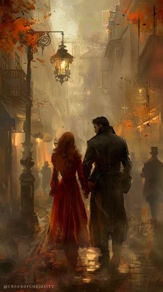 a man and woman walking down a street in the rain