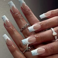 SUMMER FRENCH TIP!!!! #nails #summer #summer2024 #2024 #frenchies #frenchnails #frenchtipnails #tips#acrylics#acrylicfrenchtip#blue #bluenails #tils #nails#summernails #mermaid #mermaidnails #beach #beachnails Korean Jelly Nails Coffin, Short Nails Deep French, Wedding Guest Nails Acrylic, Textured French Tip Nails, Chrome French Tip Nails Almond, December Style, Nail Vibes, 23 Birthday, Nails Inspired