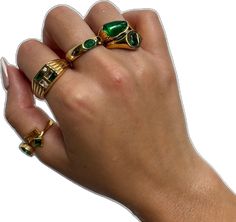 Green Tarnish-resistant Promise Ring, Green Gold Plated Ring, Green Gold-plated Ring, Green Gemstone Gold Plated Rings, Green Jewelry With Ring Detail For Gifts, Green Gemstone Ring Gold-plated, Unique Green Open Ring Jewelry, Green Gold Plated Rings For Gift, Gold Plated Green Rings For Gift