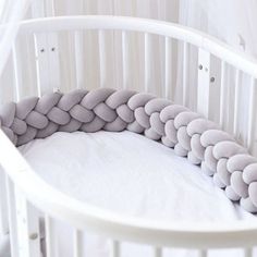 braided bumper gray Crib Protector, Bed Crib, Crib Liners, Bed Bumper, Baby Bumper, 4 Braids, Cot Bumper, Bed Bumpers, Crib Bumper