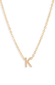 Personalize your stack with this layering-friendly necklace centered with a dainty pendant of your favorite initial filled with 14-karat yellow gold. 16" length 14k-gold fill Made in the USA Initial Necklace K, Gold K Necklace, Letter K Necklace, Necklace K, K Necklace, Dainty Pendant, Initial Pendant Necklace, Initial Pendant, Initial Necklace