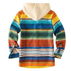 Mens Colorful Stripe Thick Plush Casual Jacket Casual Multicolor Hooded Winter Jacket, Casual Multicolor Winter Hooded Jacket, Multicolor Casual Winter Hooded Jacket, Casual Multicolor Winter Outerwear, Multicolor Hooded Jacket With Pockets For Fall, Multicolor Hooded Jacket For Fall Outdoor Activities, Multicolor Hooded Jacket For Fall Outdoor, Hooded Multicolor Outerwear For Fall, Multicolor Hooded Outerwear For Fall