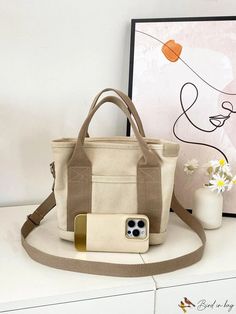 BirdinBag - Versatile Canvas Crossbody Bag: Ideal Medium Work & Travel Handbag with Multiple Pockets Table Layout, Travel Handbag, Travel Handbags, Canvas Crossbody Bag, Details Pictures, Word Wrap, Canvas Handbags, White Space, Diy Supplies