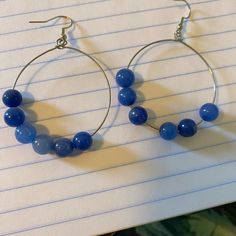 Nwot. Never Worn. Bundle For More Savings! Elegant Blue Beaded Pierced Earrings, Blue Round Bead Hoop Earrings Gift, Blue Hoop Earrings With Round Beads As Gift, Handmade Blue Round Hoop Earrings, Blue Sterling Silver Wire Wrapped Beaded Earrings, Blue Wire Wrapped Sterling Silver Beaded Earrings, Blue Dangle Hoop Earrings, Blue Hoop Earrings With Ear Wire, Blue Hypoallergenic Hoop Earrings