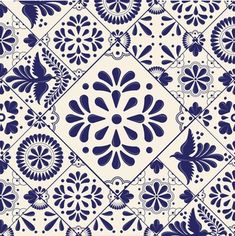 a blue and white tile design