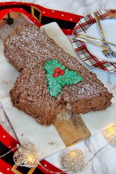 a piece of chocolate cake on a plate