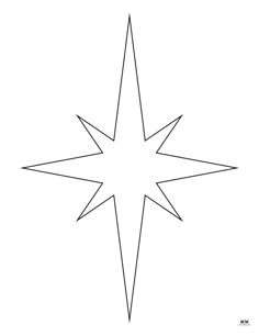 a black and white drawing of a star with four pointed points on it's side