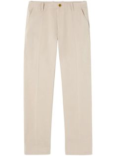 sand beige cotton Medusa Head motif mid-rise concealed fly and button fastening belt loops slip pockets to the sides pressed crease side welt pocket embroidered logo to the rear straight leg Nautical Logo, It Department, Logo Pants, Versace Logo, Embroidered Pants, Beige Pants, Medusa Head, Sand Beige, Straight Leg Trousers