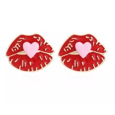 Retro Red Kissing Heart Lips Earrings Metal: Alloy Material: Alloy Size: 2.3cm X 2.95cm Brand New Never Used Cute Metal Earrings For Valentine's Day, Cute Heart Print Jewelry For Valentine's Day, Adjustable Heart Earrings For Party, Cute Heart-shaped Metal Earrings, Adjustable Heart Earrings For Valentine's Day, Cute Heart Print Earrings For Valentine's Day, Trendy Red Heart Earrings For Valentine's Day, Red Metal Earrings For Valentine's Day, Heart Shaped Metal Earrings For Valentine's Day