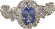 an oval shaped blue and white stone ring