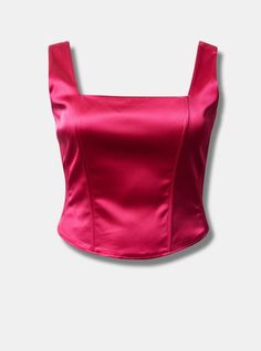 FIT Model is 5'7” wearing size 1. Measures 25” from shoulder (size 2). Fixed straps. Corset silhouette. . MATERIALS + CARE Satin woven fabric. . 61% acetate, 35% nylon, 4% spandex. Machine wash cold. Line dry. . Imported. DETAILS Square neckline. . Corset seams. . Back zip closure. . The best plus size women's satin sleeveless corset top bustiers & corsets in pink peacock made of satin. Torrid is your destination for cozy fall and winter clothes to keep you warm and comfortable. Nessa Concert, Square Neckline Corset, Sleeveless Corset Top, Hot Pink Corset, Black Crop Tee, Satin Bustier, White Lace Crop Top, Scoop Neck Crop Top, Sheer Crop Top