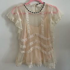 Forever That Girl Size M Beautiful Lacy Top With Frill Detailing And Undershirt. Bought From Anthropologie. Never Worn And Like New! Lacy Tops, Anthropologie Top, No Frills, Anthropologie, Top Blouse, Blouses, Like New, Womens Tops, Outfit Inspo