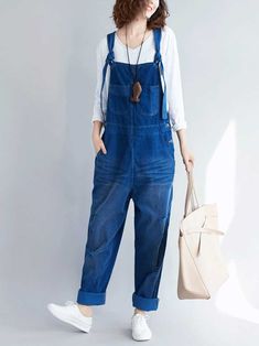 Material: Denim Cotton 91%-99% Pant Length: Trousers Wearable In: Spring. Summer. Fall. Winter Non-Stretchable Color: Yellow. Blue. Coffee Size Details (in CM / IN ) Hips 118 Length 124 Trendy Baggy Overalls Jeans, Baggy Denim Overalls For Fall, Trendy Dark Wash Cotton Overalls, Baggy Medium Wash Overalls For Spring, Baggy Cotton Denim Jumpsuit For Fall, Spring Dark Wash Non-stretch Overalls, Baggy Dark Wash Denim Jumpsuit With Straight Leg, Fall Cotton Denim Jumpsuit With Wide Leg, Baggy Dark Wash Denim Jumpsuit