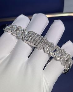 GRA Certified VVS Baguette Moissanite Diamond Studded Cuban Link Bracelet, Fully Iced Out Moissanite Cuban Link Bracelet, Custom Cuban Link Bracelet, Hip Hop Cuban Link Bracelet, Memorable Gift Forever For Men & Women  Product Details :-  Metal : Solid 925 Sterling Silver Gemstone : GRA Certified Moissanite Diamonds Gemstone Cut : Excellent Cut Gemstone Color : Full White Gemstone Clarity : VVS Bracelet Length : 6.5" Inch 7' Inch 7.5" Inch 8" Inch 8.5" Inch Select As Per Your Choice Bracelet Wid Iced Out Bracelet, Studded Bracelet, Baguette Studs, Mens Diamond Bracelet, Cuban Link Bracelet, Diamond Baguette, Diamond Tester, Bracelet Diamond, Color Full