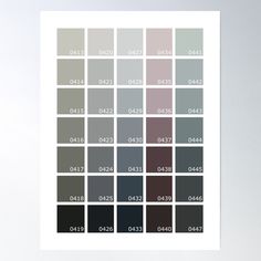 a poster with different shades of grey and brown on it, including the numbers in each square