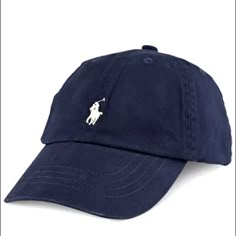 -Brand New With Tags -100% Cotton, Eyelet Vents, Adjustable Strap, Logo Embroidered -Navy Blue, With Pony Logo White. One Size Ralph Lauren Cap, Ralph Lauren Hats, Ralph Lauren Baseball Cap, Jeweled Bag, Polo Hat, Navy Hats, Coastal Bedroom, Spring Fits, Sail Boat