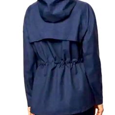 32 Degrees Cool~Navy Blue Waterproof Hooded Rain Jacket~Women's Large -Nwt. Fall Hiking Raincoat, Blue Windproof Parka For Fall, Weatherproof Parka For Outdoor, Functional Weatherproof Windbreaker, Navy Waterproof Outerwear For Fall, Windbreaker With Double-lined Hood For Outdoor Activities, Casual Weatherproof Windbreaker, Navy Weatherproof Outerwear For Rainy Weather, Navy Hooded Jacket For Outdoor Fall Activities