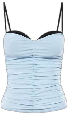 Ruched Sleeveless Camisole For Night Out, Fitted Ruched Cami Tank Top, Fitted Camisole With Built-in Bra For Summer, Light Blue Summer Tank Top With Built-in Bra, Chic Blue Camisole With Built-in Bra, Fitted Ruched Top With Tank Straps, Trendy Fitted Camisole With Spaghetti Straps, Trendy Blue Tank Top With Built-in Bra, Trendy Fitted Spaghetti Strap Camisole