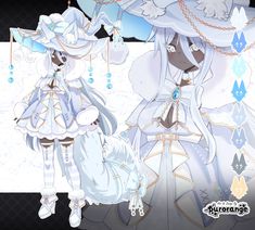 two anime characters dressed in white and blue