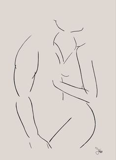 a black and white drawing of a naked woman's torso on a gray background