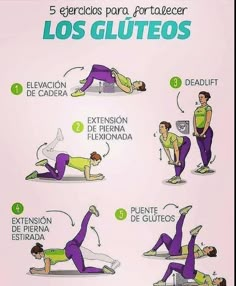 a poster showing how to do an exercise with the words los gluetos